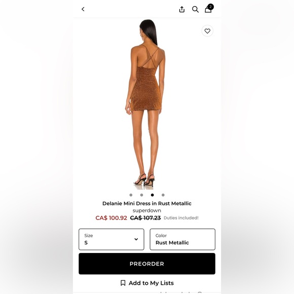 superdown Metallic Rust Ruched Mini Dress - Picture 3 of 4